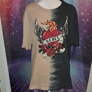 No Boundaries Rebel Heart Graphic Tee - Tan and Black